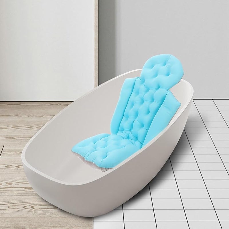 وسادة حوض الاستحمام المريحة وسجادة الحمام غير القابلة للانزلاق مع أكواب شفط زرقاء - Image 4